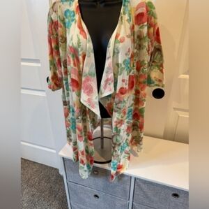 Charter Club Multicolor Floral Open-Front Cotton Cardigan. Size XL NWT